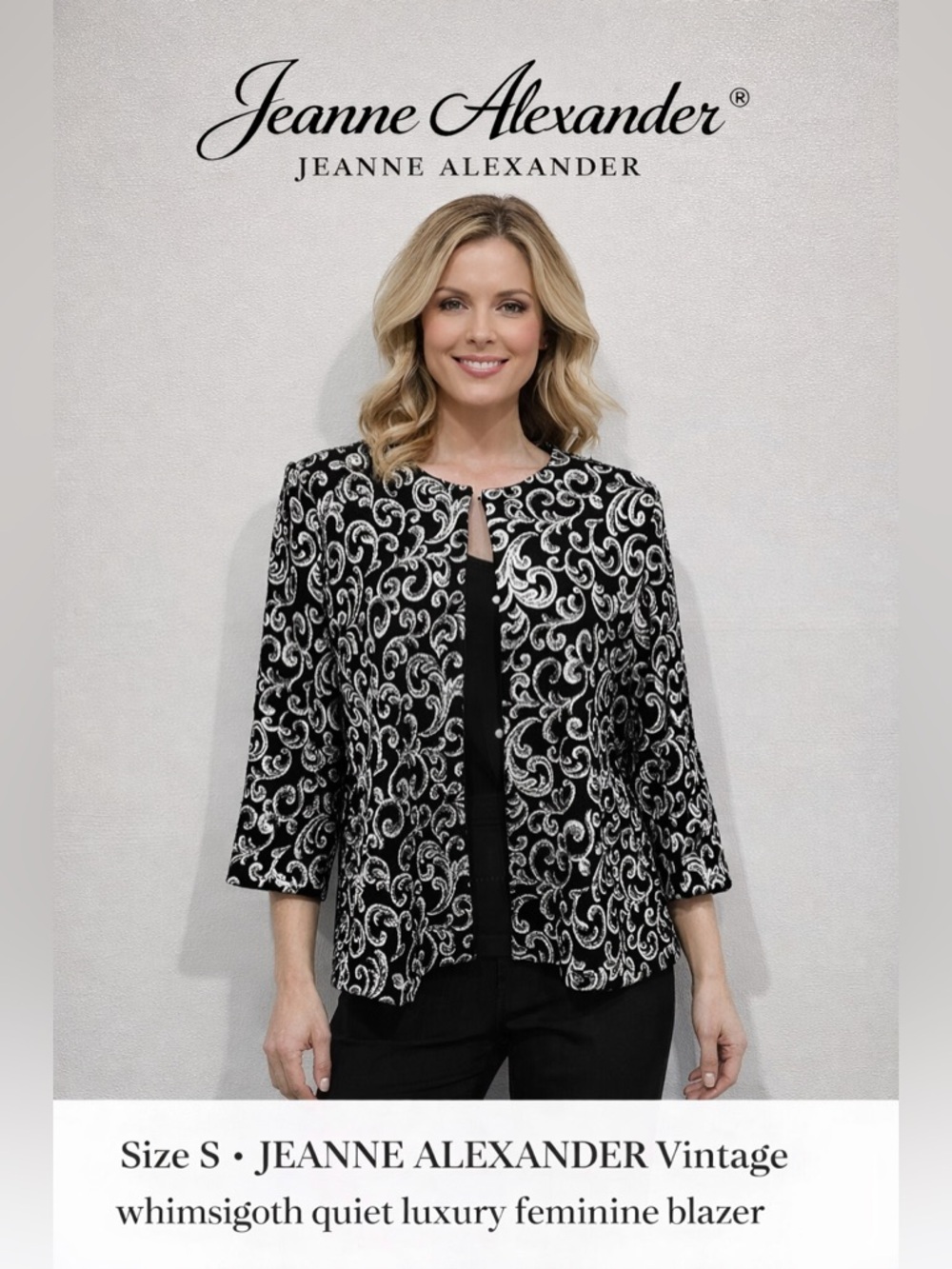 JEANNE ALEXANDER vintage whimsigoth quiet luxury feminine blazer silver /size S